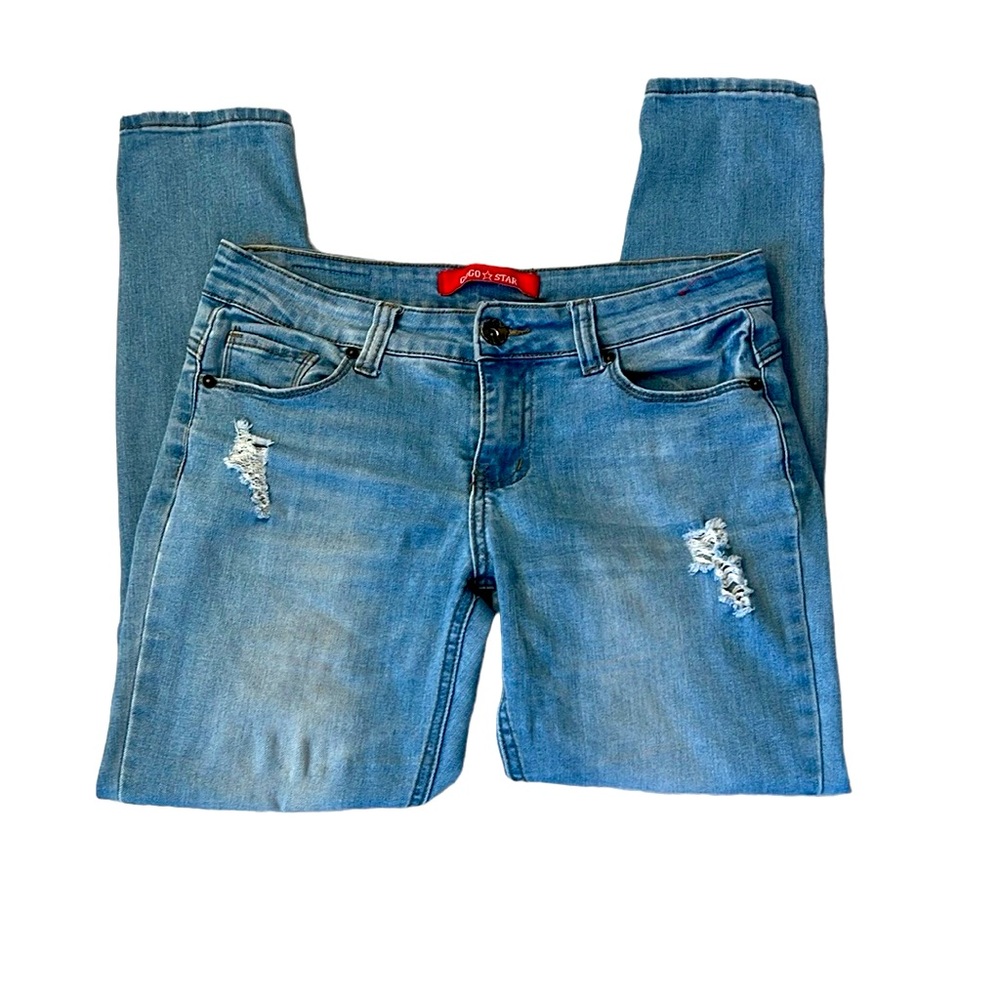 GOGO Star Jeans Womens 5 Low Rise Skinny Fit Distressed Ankle Crop